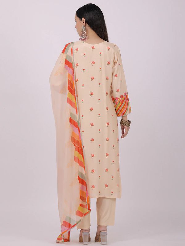 Orange Chanderi Cotton Straight Kurta