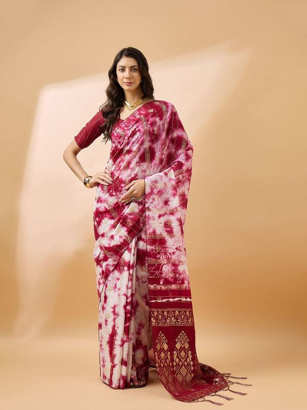Maroon Wevon Designer Staple Cotton Saree