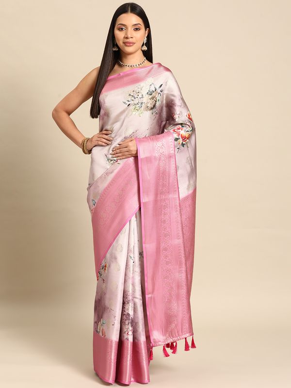 Pink Women Kanchipuram Silk Printed Saree