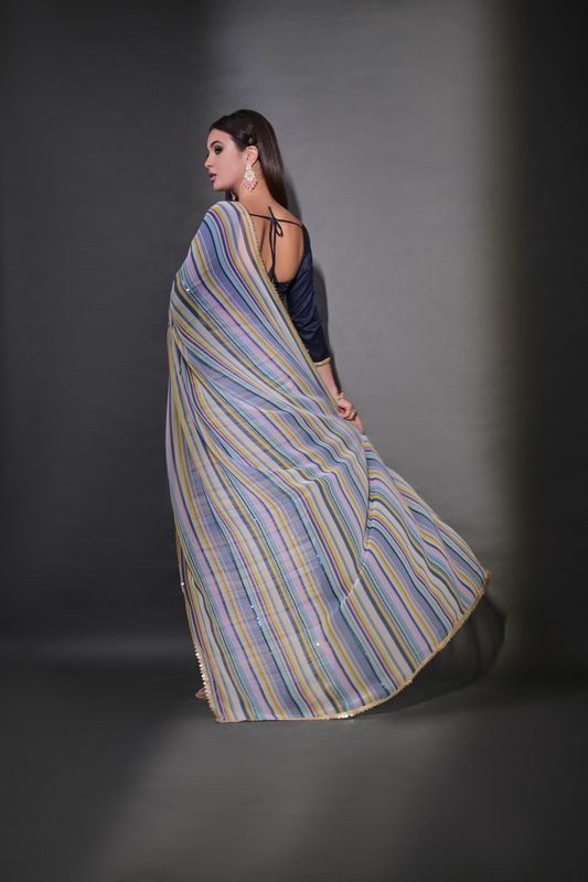 Multy Sequance Lining Embroidery Work Georgette Saree
