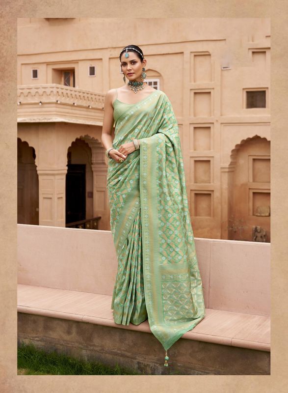 Pista Wevon Brocade Designer Viscose Silk Saree