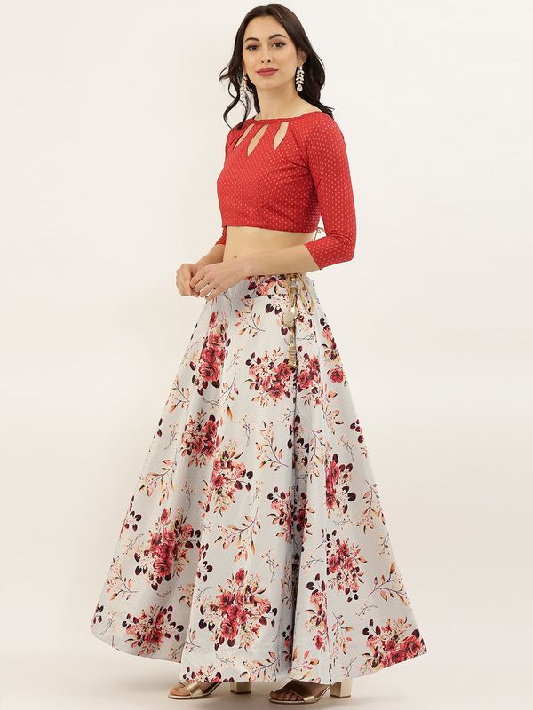 Digital Print Satin Silk Fabric Stitched Lehenga Choli With Jequared Blouse and Assami Silk Thread Work Dupatta For Women and Girls In Festive Party And Traditional Wear