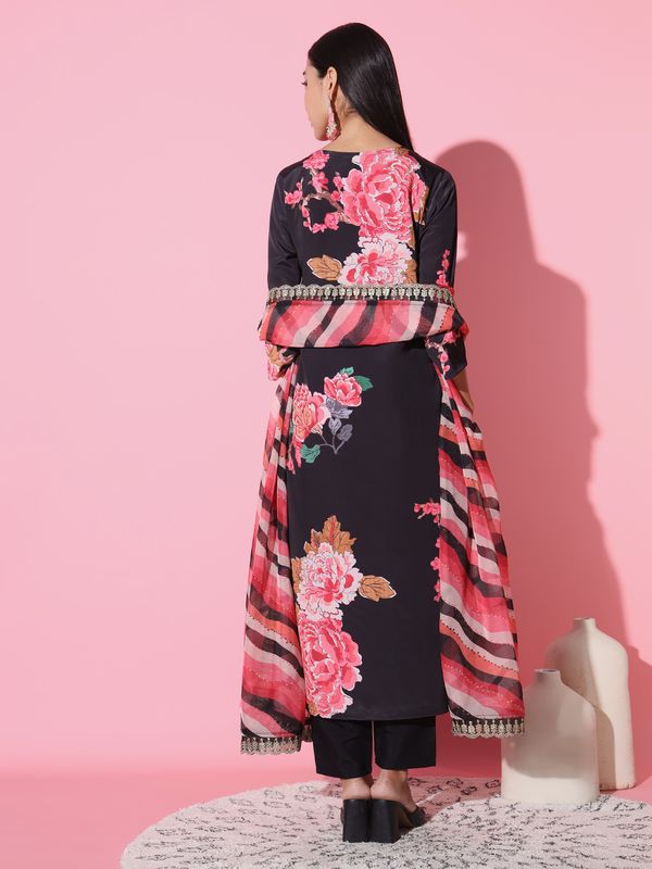 Black Muslin Straight Kurta