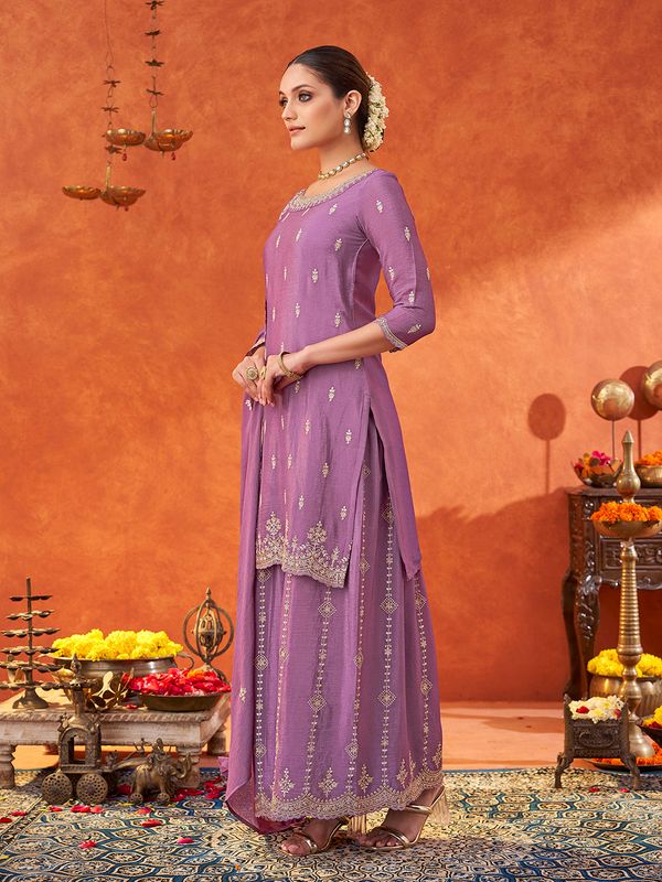 Lavender Poly chiffon Kurtas