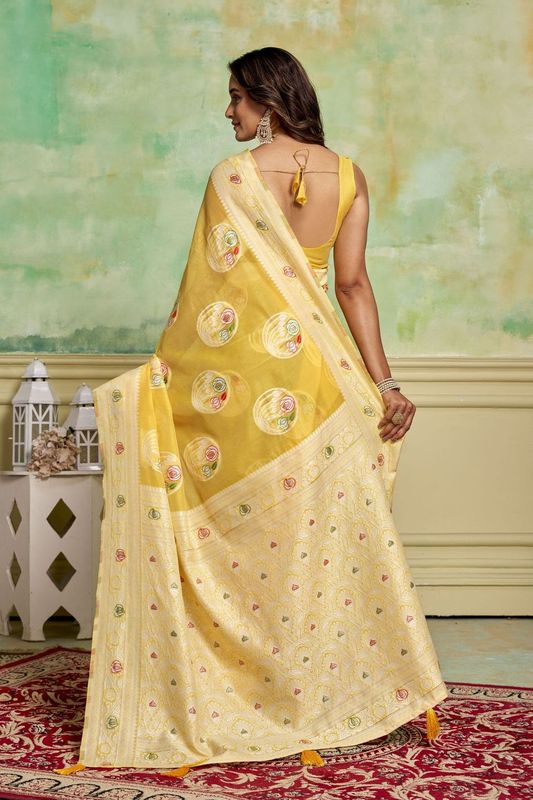 Yellow Wevon Designer Cotton Saree