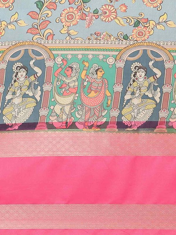 Blue Women's Kanjeewaram Digital Printed Saree