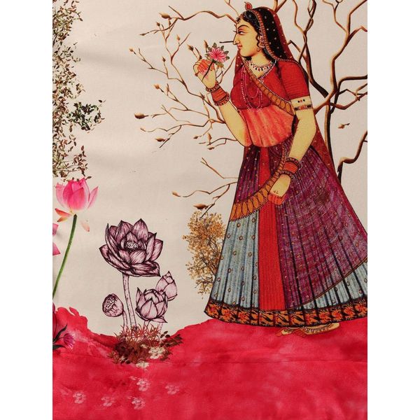 Digital Print Satin Silk Fabric Stitched Lehenga Choli With Jequared Blouse and Assami Silk Thread Work Dupatta For Women and Girls In Festive Party And Traditional Wear