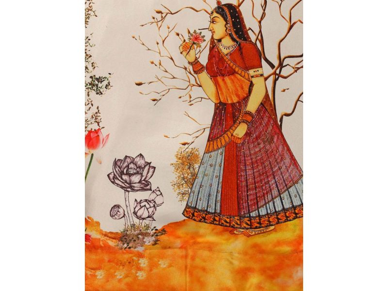 Digital Print Satin Silk Fabric Stitched Lehenga Choli With Jequared Blouse and Assami Silk Thread Work Dupatta For Women and Girls In Festive Party And Traditional Wear