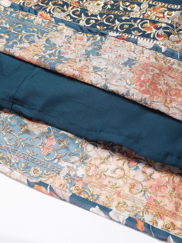 Floral Print With Sequince Embroidery Work