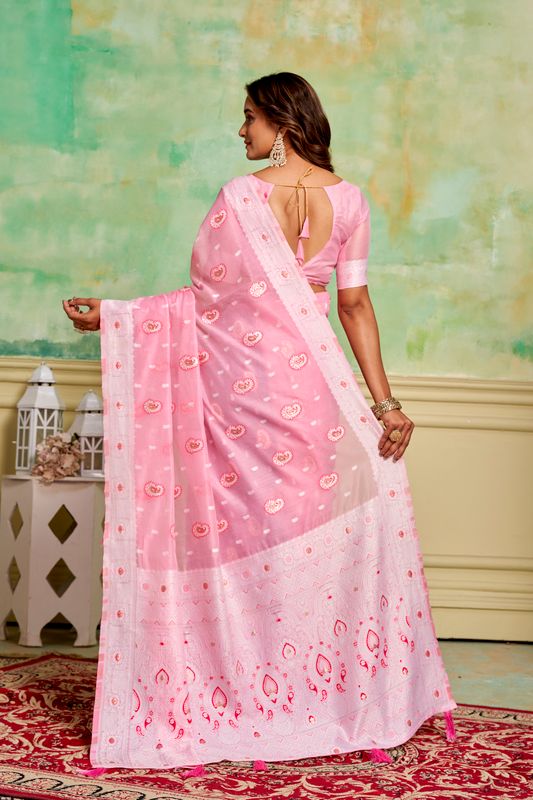 Pink Wevon Designer Cotton Saree