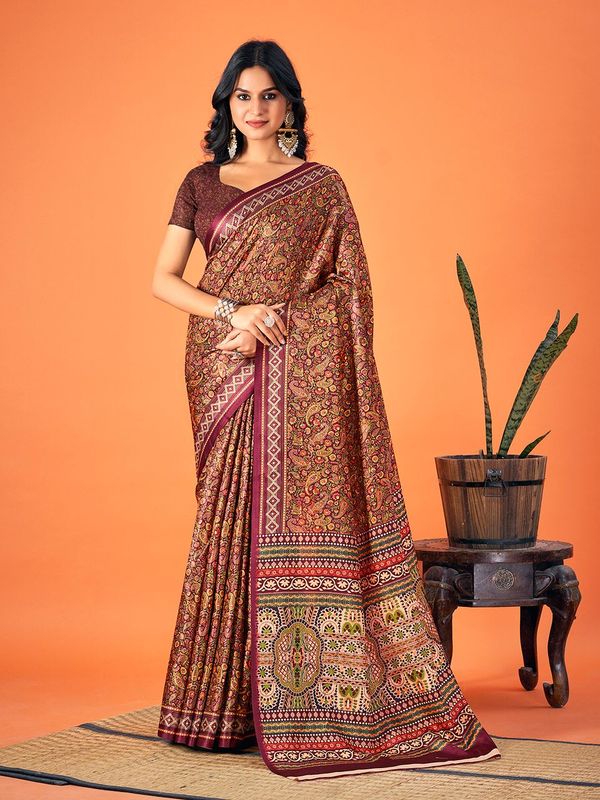 Multy Designer Printed Pashmina Saree