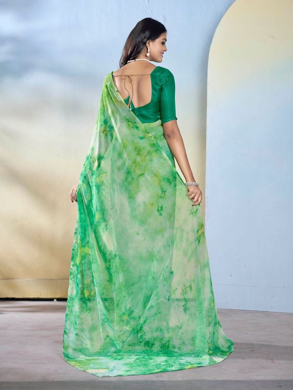 Sea Green Color Beautiful Georgette Fabric Designer Printed Saree