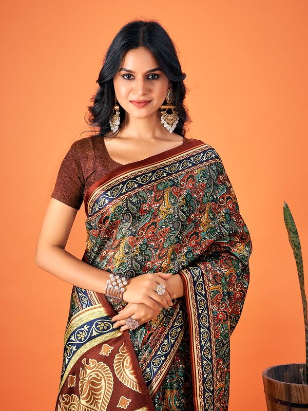 Multy Designer Printed Pashmina Saree