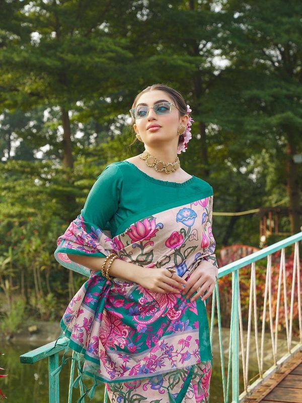 Rama Designer Kalamkari Printed Tussar Silk Saree