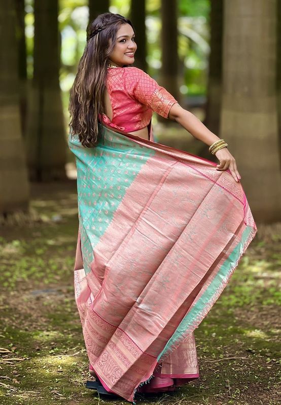 Blue Wevon Jari Designer Tissue Silk Saree