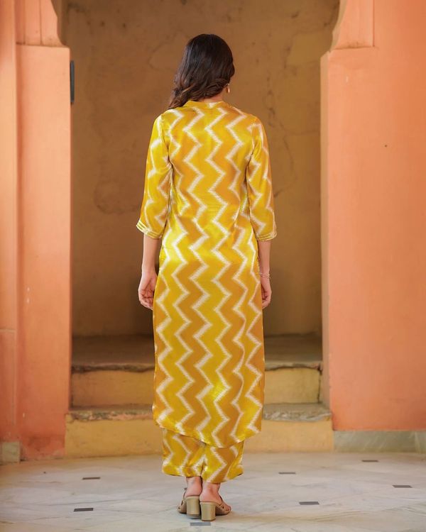 Beautiful Mustard Color Muslin Fabric Designer Readymade Top Bottom Set