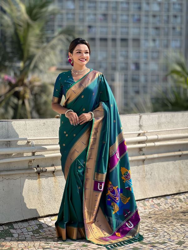 Rama Wevon Paithani Vitthala Designer Soft Silk Saree