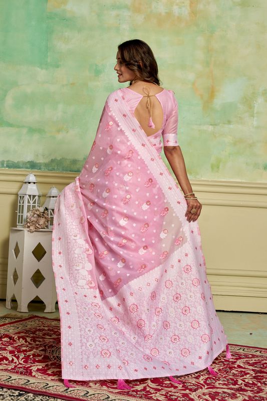 Pink Wevon Designer Cotton Saree