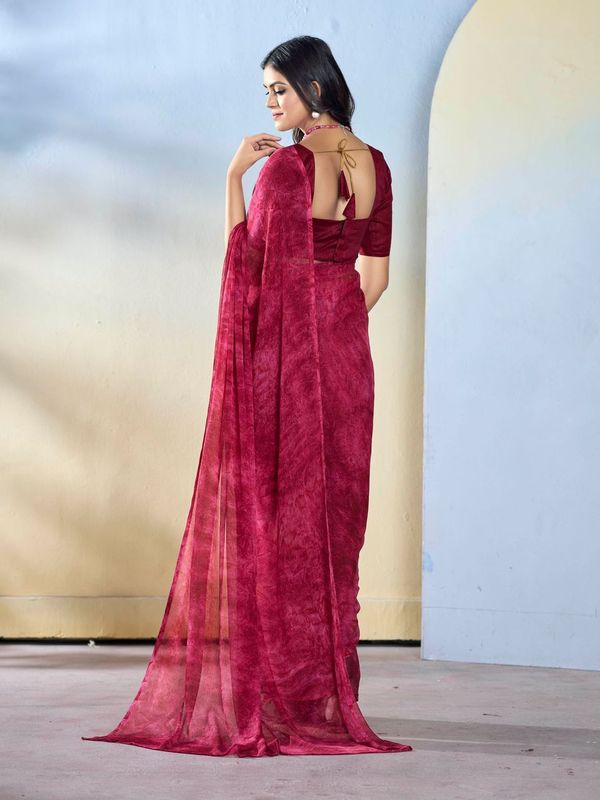 Burgundy Color Beautiful Georgette Fabric Designer Printed Saree