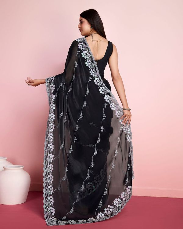 Black Sequance Embroidery Work Jimmy Choo Saree