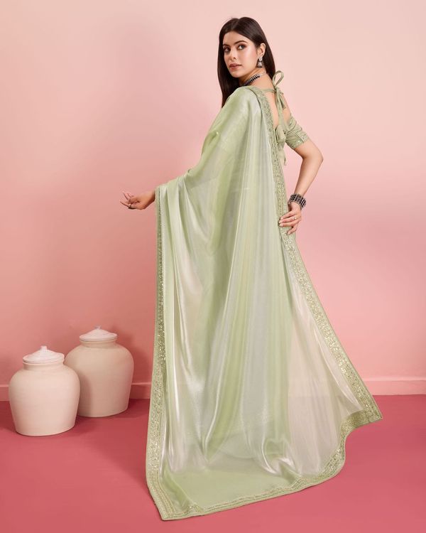 Pista Embroidery Work Lace Blouse Jimmy Choo Saree