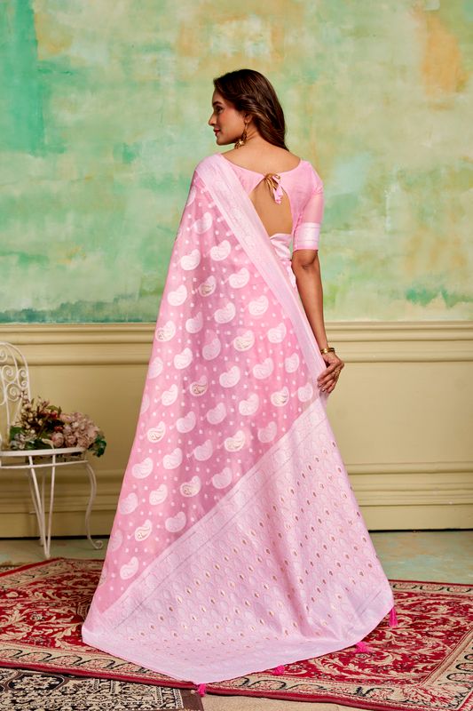 Pink Wevon Designer Cotton Saree