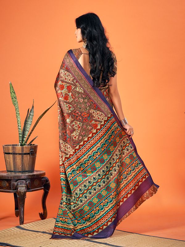 Multy Designer Printed Pashmina Saree