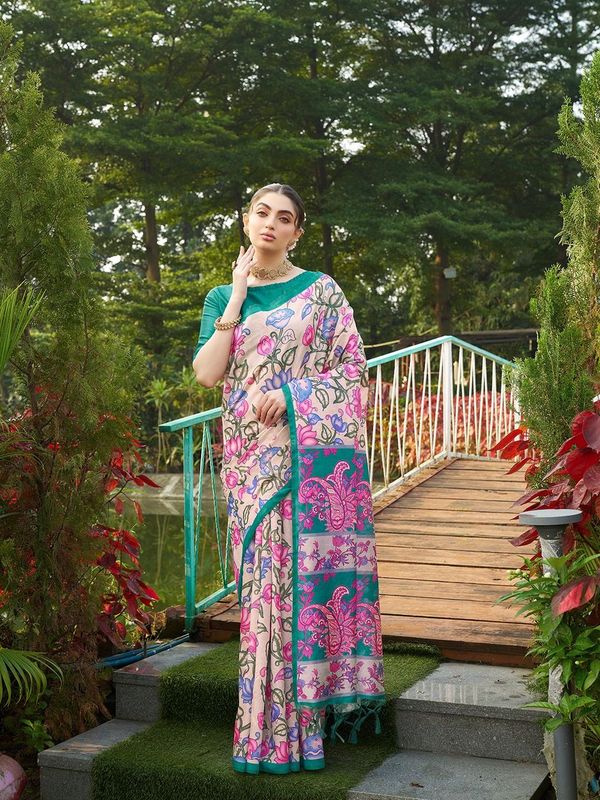 Rama Designer Kalamkari Printed Tussar Silk Saree