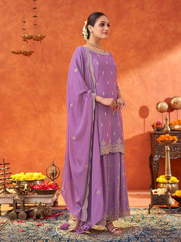 Lavender Poly chiffon Kurtas