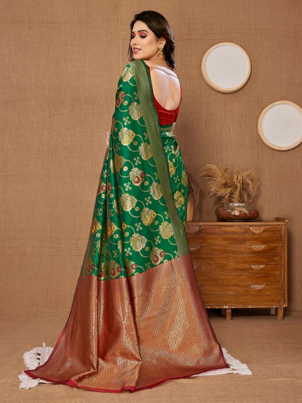 Green Weaving Jari Designer Banarasi Silk Saree