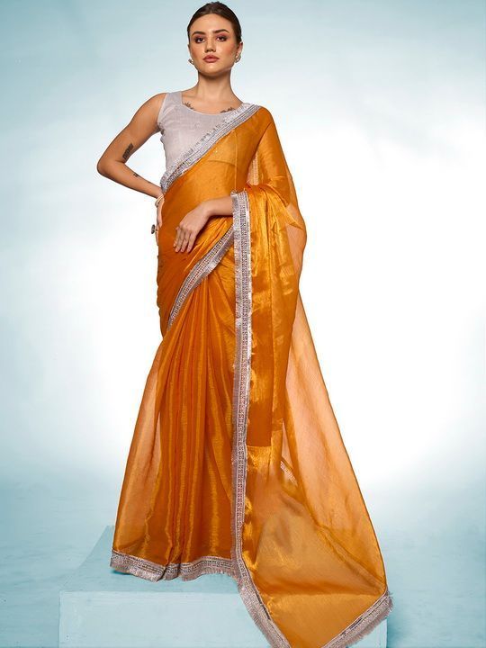 Musterd Solid Designer Burburry Saree
