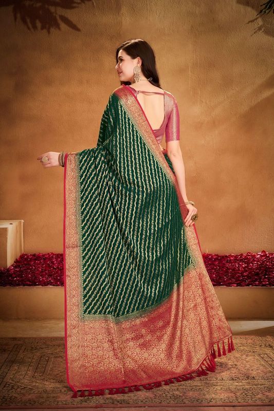 Green Wevon Jacquard Designer Georgette Saree