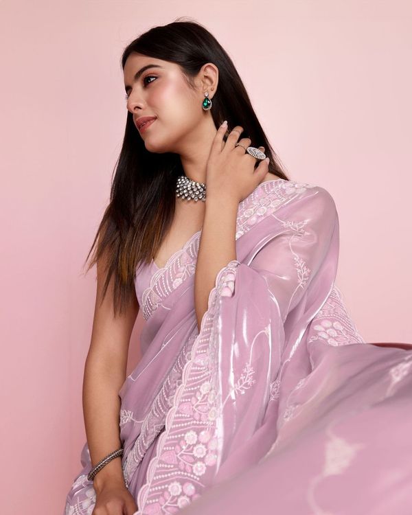 Pink Sequance Embroidery Work Jimmy Choo Saree