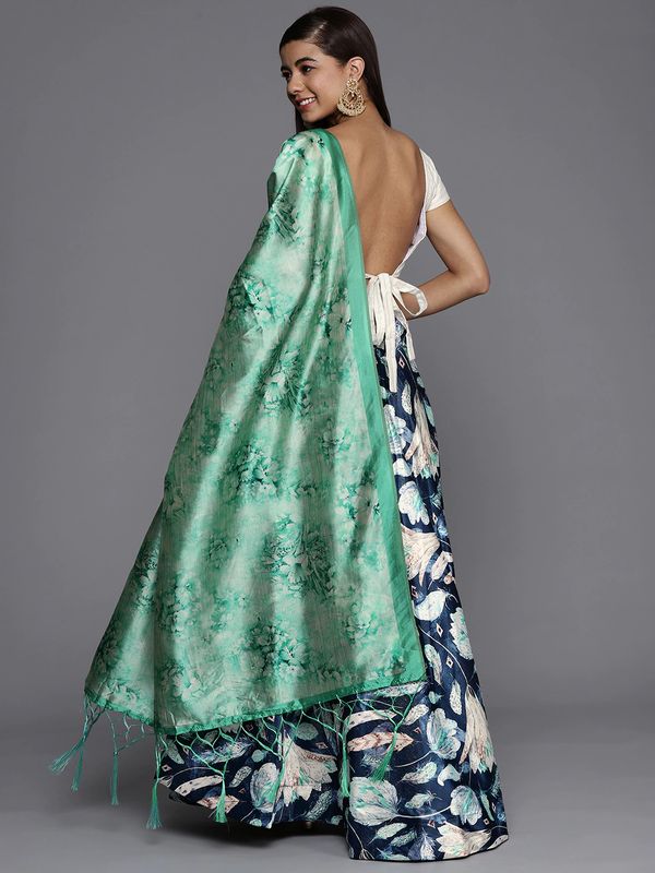 Bandhni Patola Type Digital Print Shiney Satin Croptop Lehenga Choli With Blouse For Women and Girls
