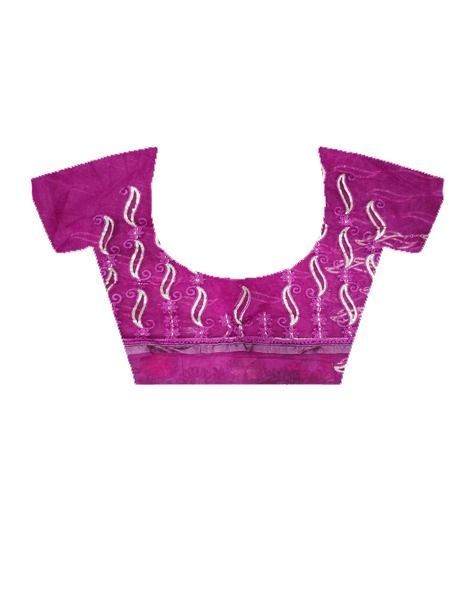 Magenta Multy Thread Embroidery Work Butterfly Net Saree