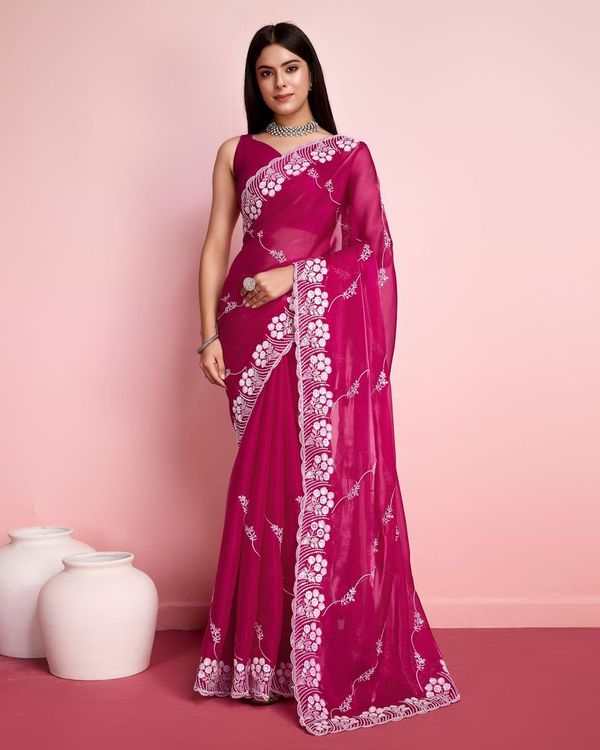 Pink Sequance Embroidery Work Jimmy Choo Saree