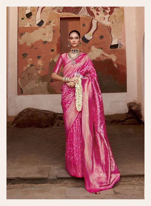 Pink Weaving Jacquard Jari Designer Banarasi Silk Saree