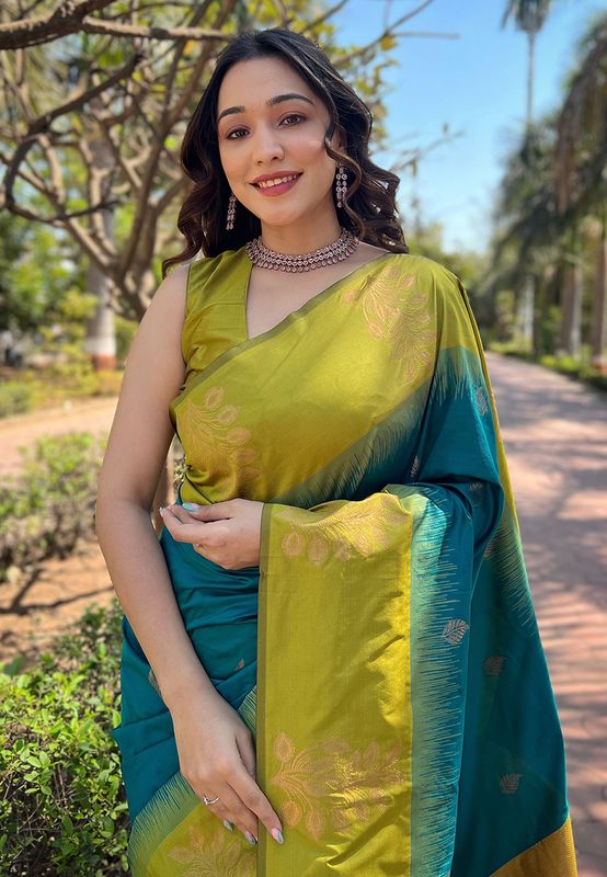 Rama Soft Silk Weaving Jari Designer Graceful Ceremonial Saree
