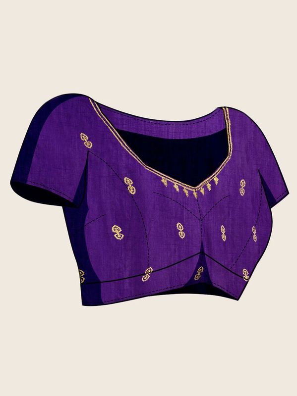 Wine Designer Embroidery Work Vichitra Silk Saree