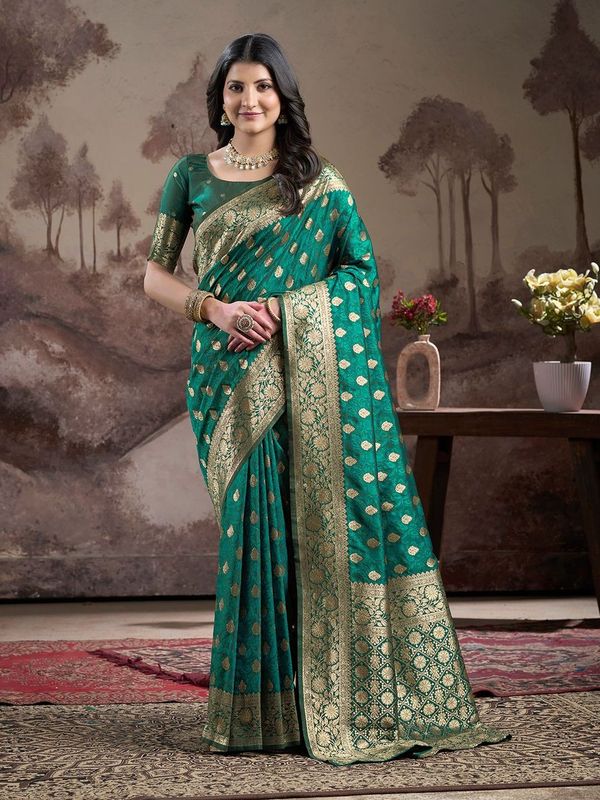 Rama Wevon Rich Pallu Designer Lichi Silk Saree