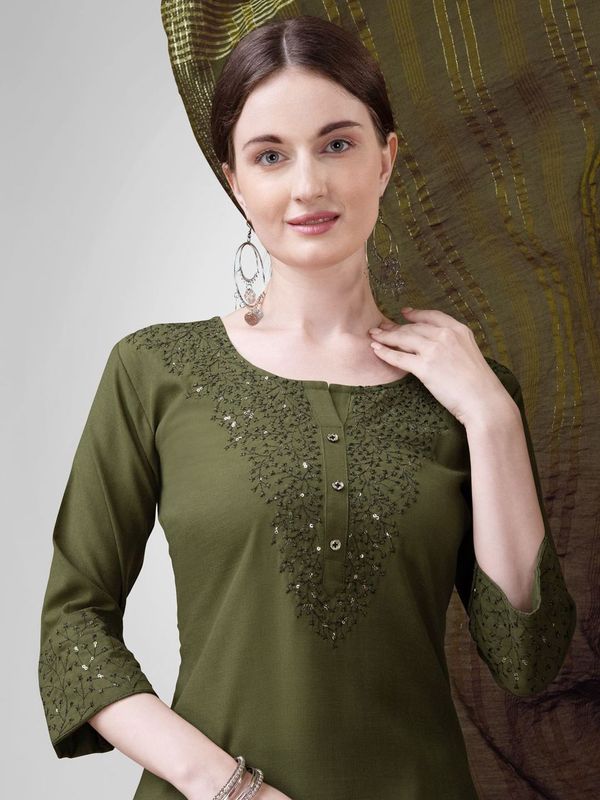 Mahendi Cotton Blend Ethnc Formal Looks Stitched Salwar Kameez