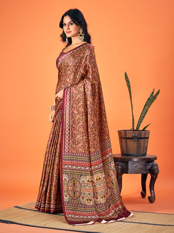 Multy Designer Printed Pashmina Saree