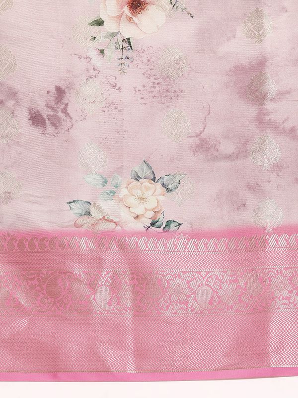 Pink Women Kanchipuram Silk Printed Saree