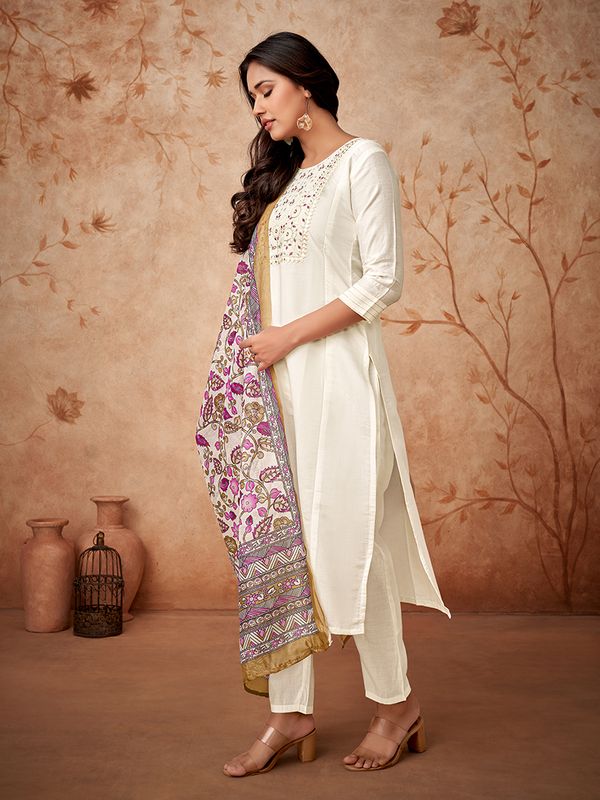White Embroidered Kurta Sets