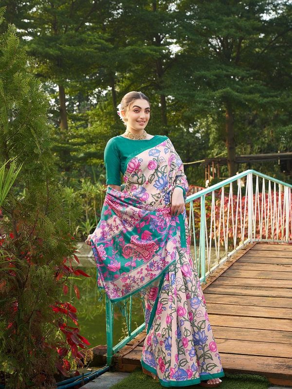 Rama Designer Kalamkari Printed Tussar Silk Saree