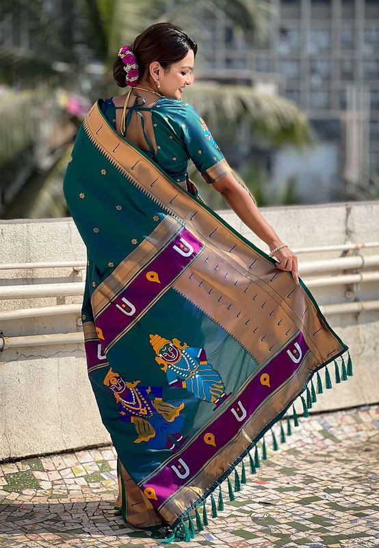 Rama Wevon Paithani Vitthala Designer Soft Silk Saree