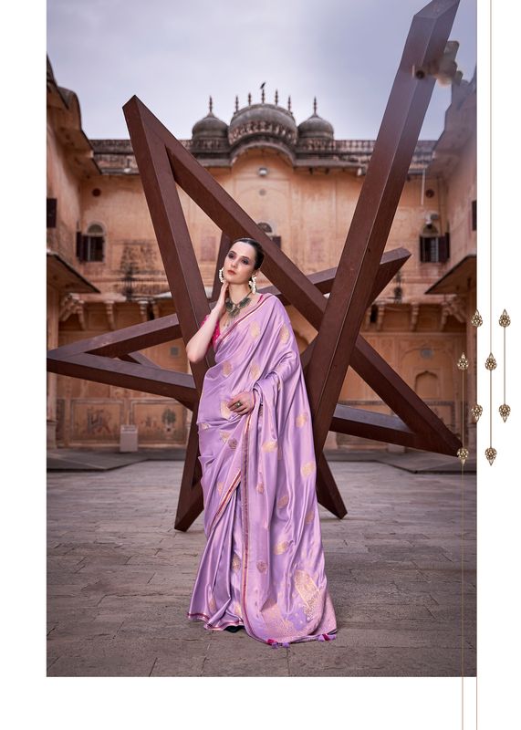 Levender Weaving jari Designer Satin Silk Saree