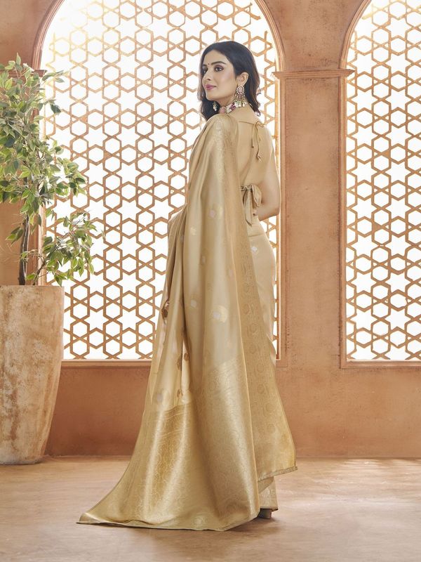 Beige Weaving Jari Designer Banarasi Silk Saree