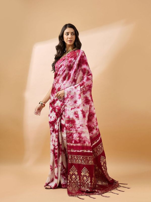 Maroon Wevon Designer Staple Cotton Saree