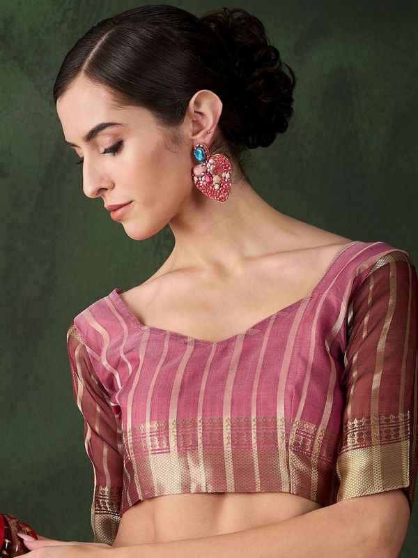 Wine Wevon Jacquard Designer Khadi Organza Saree